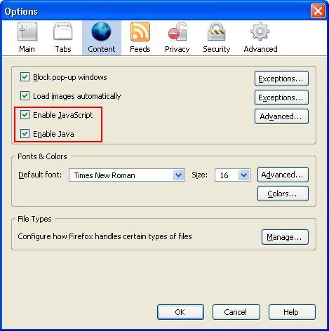 To enable Java in Internet