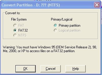 convert fat32 to ntfs How