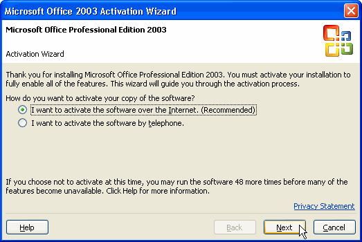 microsoft office activation wizard location