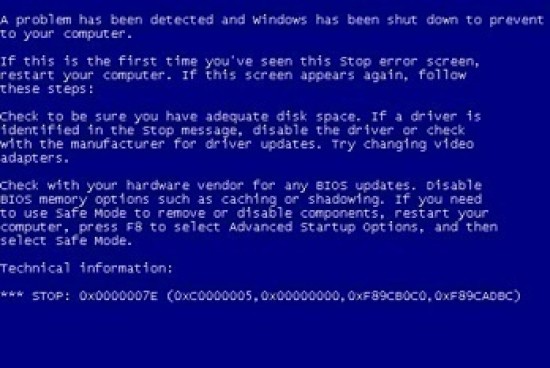 stop 0x00007e blue screen windows 7