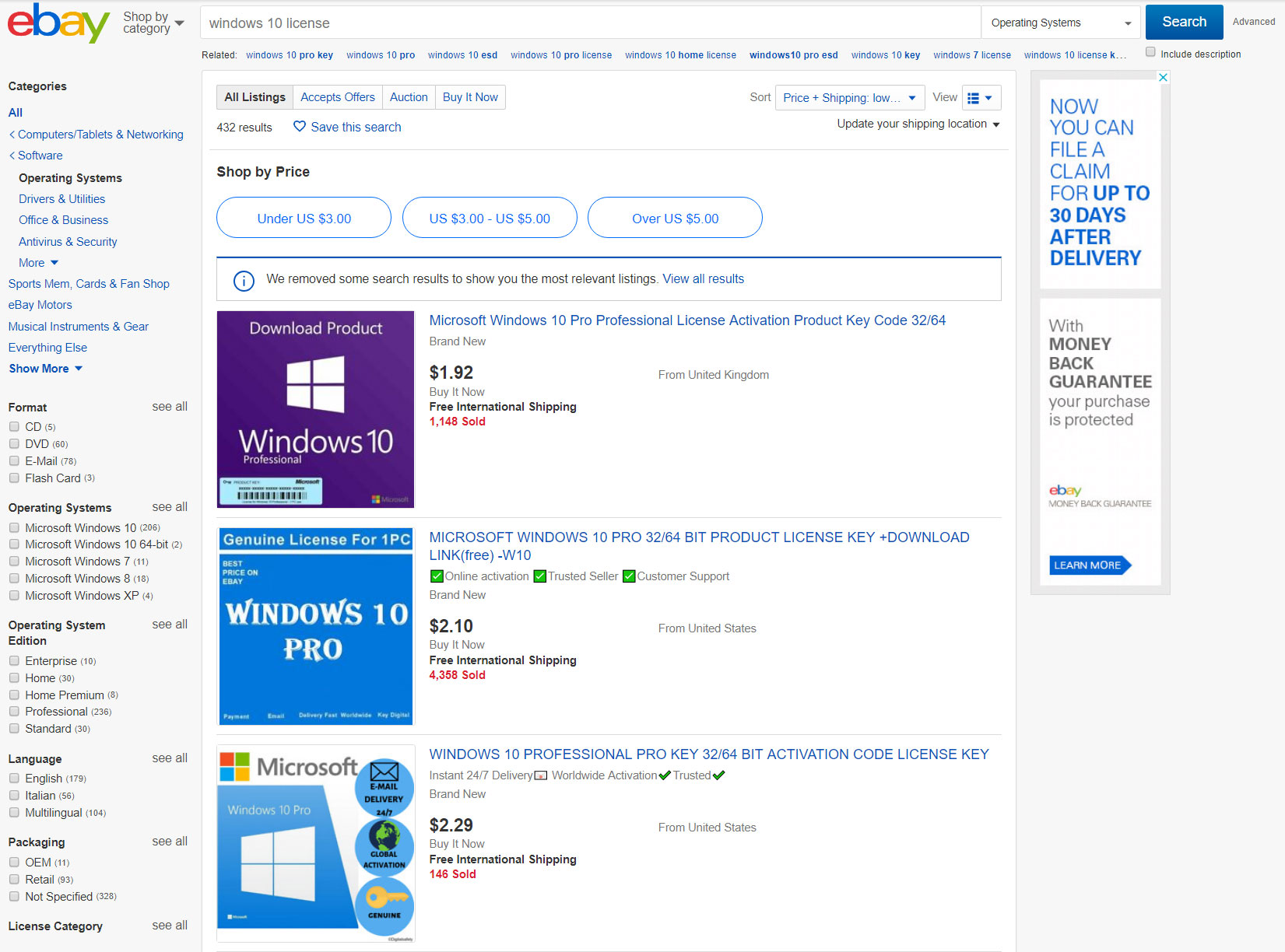 ebay key windows 10 pro